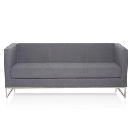 Mörkgrå loungesoffa BARBADOS som tresitssoffa med slimmad metallstomme från hjh OFFICE