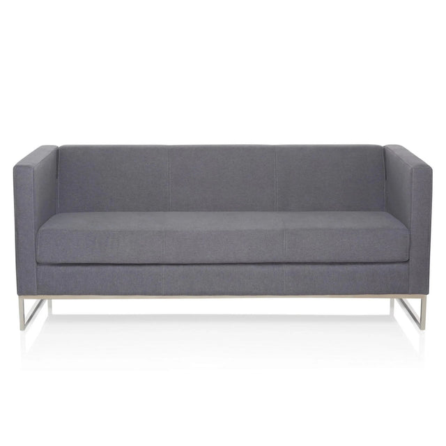 Mörkgrå loungesoffa BARBADOS som tresitssoffa med slimmad metallstomme från hjh OFFICE