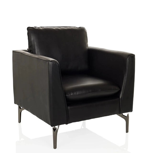Svart Loungefåtölj BAVERO i konstläder med metallben från hjh OFFICE