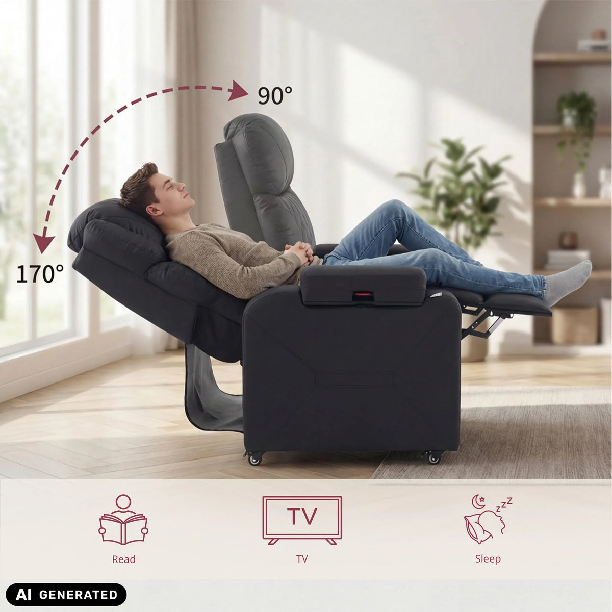 Justerbart ryggstöd på Game Sport RX Loungefåtölj från 90 till 170 grader från hjh OFFICE (AI-genererad bild)