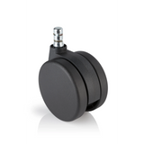 Schwarze Stuhlrolle 5x ROLO No-Noise 11mm/75mm für Teppichböden mit metallenem Bolzen von hjh OFFICE – 360-Grad-Ansicht (Frontansicht 0°)