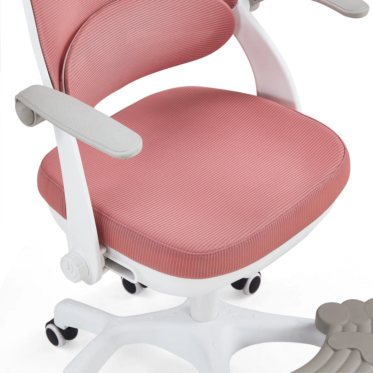 Rosa stoppad sits och ryggstöd på Kiddy Smart Step snurrstol för barn med vit ram från hjh OFFICE