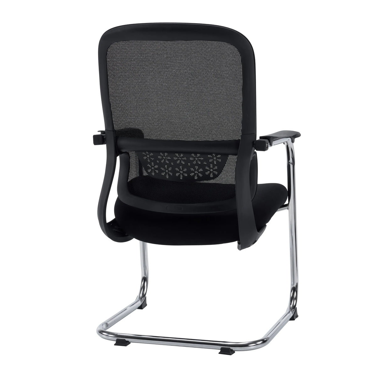 Svart Ergomy Meet fjädrande stol med nätryggstöd, armstöd och kromad medeställning från hjh OFFICE