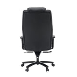 Baksidan av XXL Pullmann Gen2 snurrstol i svart konstläder med fem dubbelhjul från hjh OFFICE