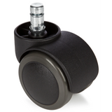 Svarta hjul 5x ROLO 11mm/50mm för hårda golv med silverfärgad metallstift från hjh OFFICE – 360-gradersvy (framifrån 0°)