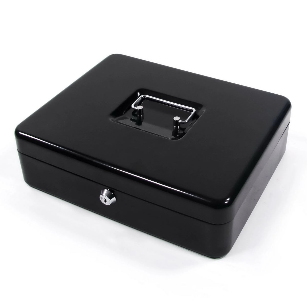 Svart kassaskrin SAFE med silverfärgat bärhandtag och lås från hjh OFFICE