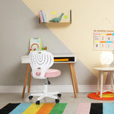 Snurrstol för barn KIDDY TOP W med vitt ryggstöd och rosa sits från hjh OFFICE