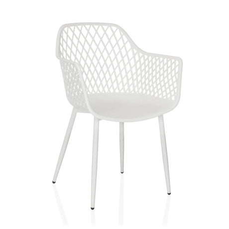 Vit Utomhusstol BEGIO L med gallerliknande ryggstöd och armstöd från hjh LIVING