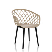 Beige skålformad stol BEGIO med nätrygg och svarta ben från hjh OFFICE