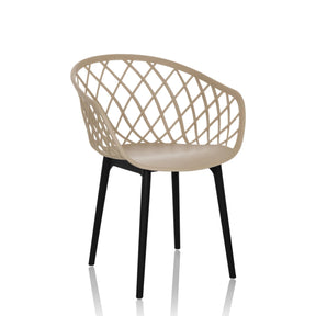 Beige skålformad stol BEGIO med nätrygg och svarta ben från hjh OFFICE