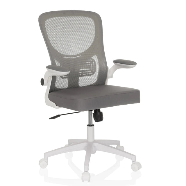 Home Office kontorsstol BELIO W i grått med nätryggstöd och vit ram från hjh OFFICE
