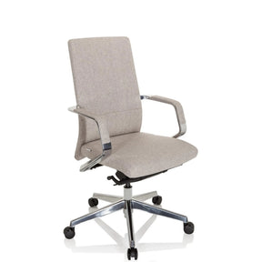 Professionell kontorsstol BESSONA med beige tygbeklädnad och blanka aluminiumarmstöd från hjh OFFICE