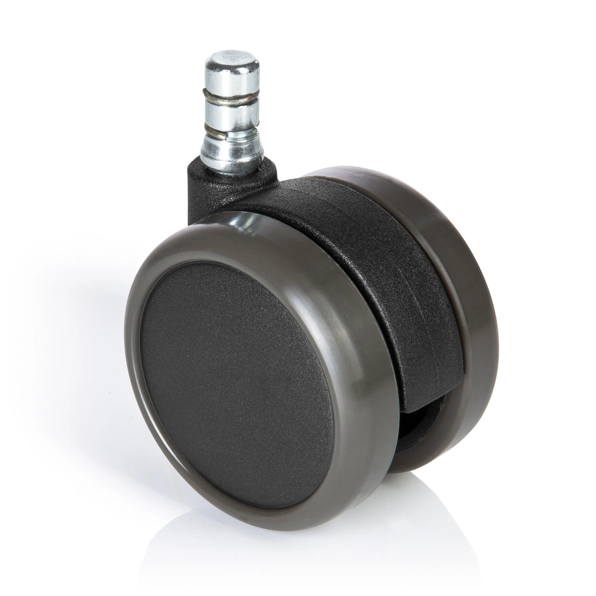 Svarta hjul 5x ROLO No-Noise 11mm/65mm för hårda golv med silverfärgad metallstift från hjh OFFICE – 360-gradersvy (framifrån 0°)