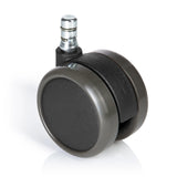 Svarta hjul 5x ROLO No-Noise 11mm/65mm för hårda golv med silverfärgad metallstift från hjh OFFICE – 360-gradersvy (framifrån 0°)