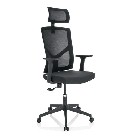 Home Office kontorsstol BRETON B med svart nätöverdrag och nackstöd från hjh OFFICE