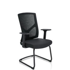 Svart Fjädrande stol BRETON V B med nätryggstöd och armstöd från hjh OFFICE