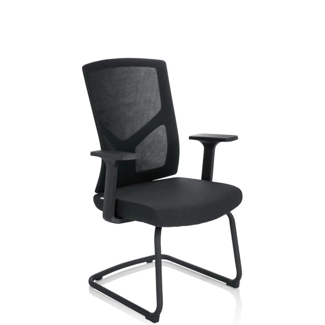Svart Fjädrande stol BRETON V B med nätryggstöd och armstöd från hjh OFFICE