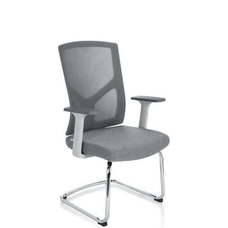 Grå Fjädrande stol BRETON V W med nätryggstöd, armstöd och medestel från hjh OFFICE