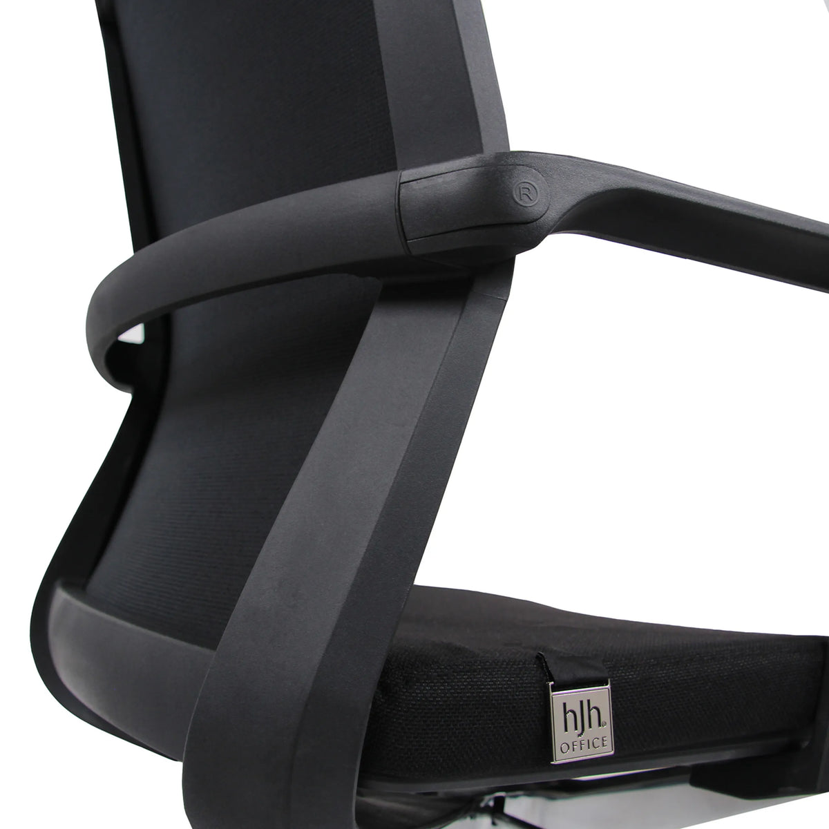 Armstöd och sitskant med logotyp från den professionella kontorsstolen MOVE-TEC 3D i svart från hjh OFFICE