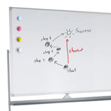 Skrivytan på MULTIBOARD I whiteboard med fyra färgglada magneter och handskrivna anteckningar från hjh OFFICE