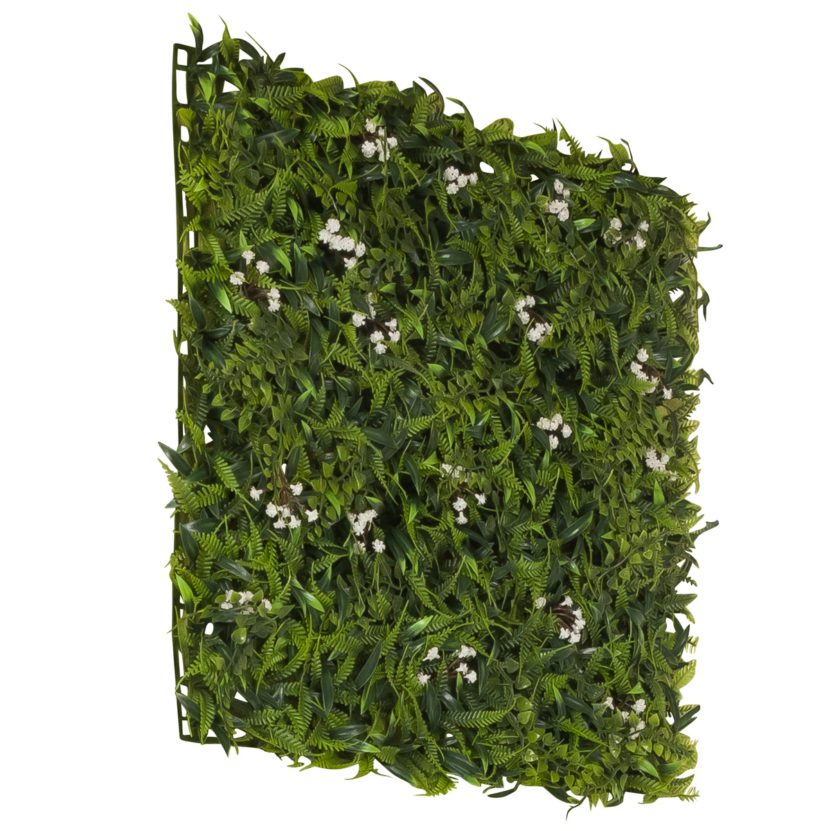 Grön Växtmatta MORE GREEN I med ormbunksblad och små vita blommor från hjh OFFICE – 360-gradersvy (snett bakifrån 240°)