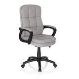 Grå Home Office chefsfåtölj RELAX CX 120 med quiltat överdrag och femhjulig fotkorsbas från MyBuero – 360-gradersvy (snett framifrån 40°)