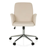 Beige Home Office kontorsstol SOLAO CORD med ribbad klädsel och femhjulig fotkorsbas från hjh OFFICE – 360-gradersvy (framifrån 0°)