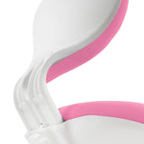 Sidovy av det vita plastskalet och den rosa vadderingen på KID VIVO snurrstol för barn från hjh OFFICE