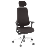 Svart Professionell kontorsstol PRO-TEC 400 med nackstöd, armstöd och femhjulig fotkorsbas från hjh OFFICE – 360-gradersvy (framifrån 20°)