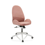 Rosa Home Office kontorsstol AVEA med armstöd och vitt femstjärnigt underrede med hjul från hjh OFFICE – 360-gradersvy (snett framifrån 40°)