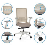 Justerbara funktioner för Professionell kontorsstol PURE WHITE i beige från hjh OFFICE