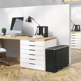 Svart Papperskorg Clean 9 med två fack bredvid ett skrivbord från hjh OFFICE