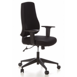 Svart Professionell kontorsstol PRO-TEC 100 med armstöd och femhjulig stjärnfot från hjh OFFICE – 360-gradersvy (snett framifrån 60°)