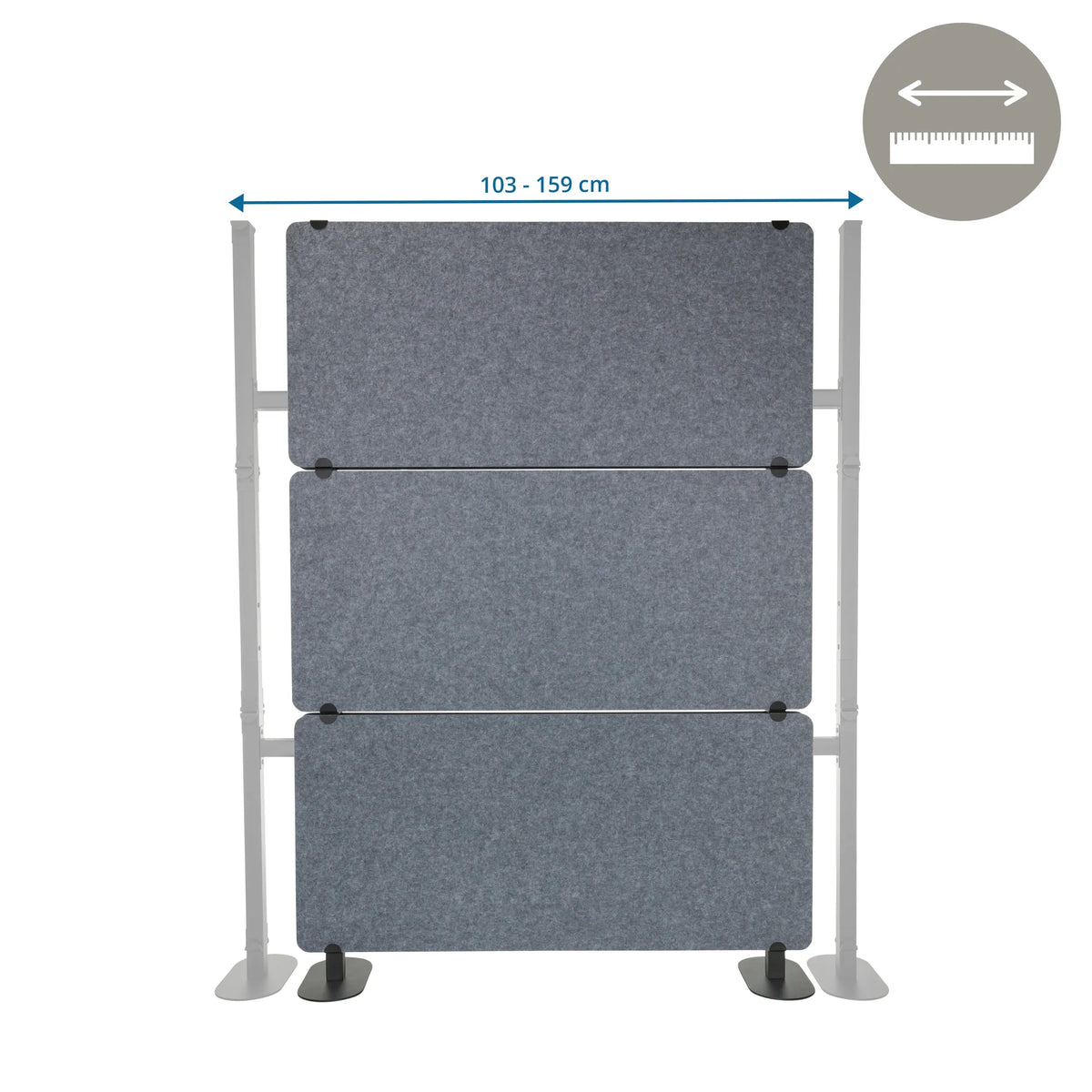 Breddjustering från 103 - 159 cm av Skärmvägg FLEXMIUT EXTEND i grått från hjh OFFICE