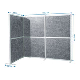 Måttritning av Skärmvägg Flexmiut Modul L med 193,5 × 167,3 cm i grå från hjh OFFICE