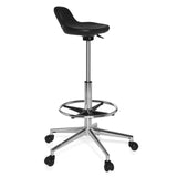 Svart Svängbar stol TOP WORK 03 med fotring och femhjulig stjärnfot från hjh OFFICE – 360-gradersvy (snett framifrån 60°)