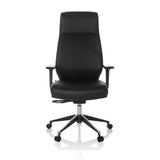 Svart Professionell chefsfåtölj VITORO ECO med armstöd och femhjulig fotkorsbas från hjh OFFICE – 360-gradersvy (framifrån 0°)
