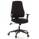 Svart Professionell kontorsstol PRO-TEC 100 med armstöd och femhjulig stjärnfot från hjh OFFICE – 360-gradersvy (framifrån 20°)