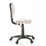 Snurrstol för barn KIDDY TOP med färgglatt hjärt- och blommönster samt femhjulig fotkorsbas från hjh OFFICE – 360-gradersvy (sidoprofil 80°)
