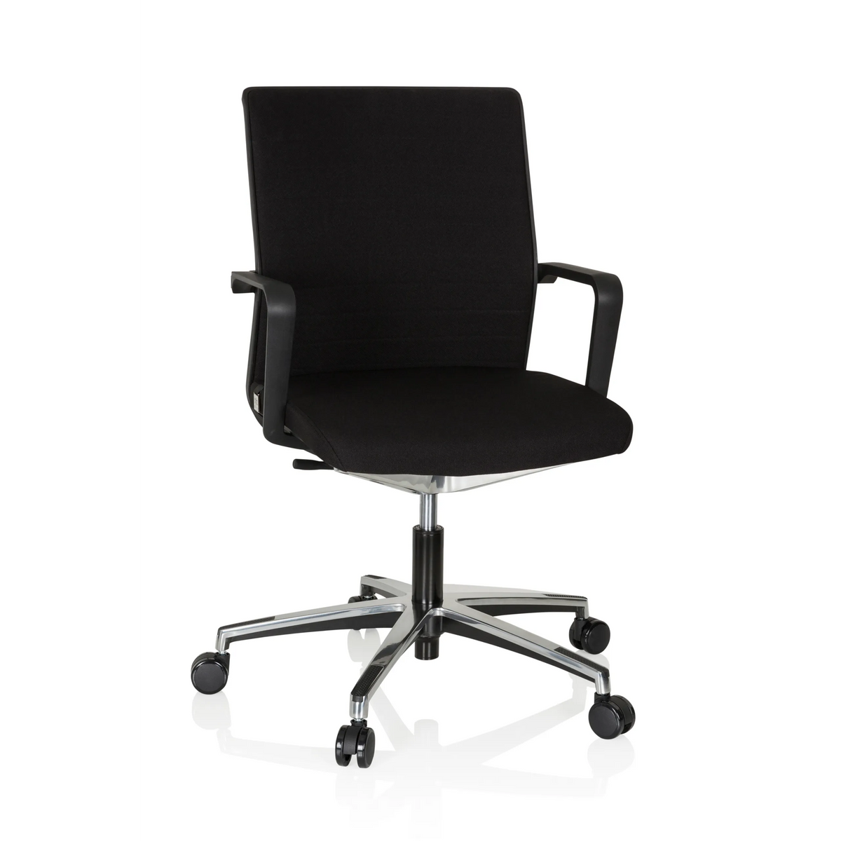 Svart Professionell kontorsstol MOVE-TEC 3D med armstöd och femhjulig fotkorsbas från hjh OFFICE – 360-gradersvy (framifrån 20°)