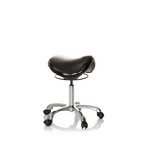Svart Sadelpall ORTHO SIT med fotkors och fem hjul från hjh OFFICE – 360-gradersvy (snett framifrån 60°)
