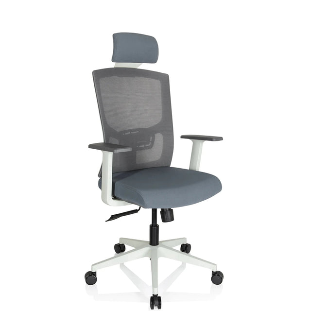 Professionell kontorsstol CAPTIVO BASE W i grått med nätrygg och nackstöd från hjh OFFICE