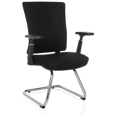 Svart Fjädrande stol CAPTIVO PRO V med tygbeklädnad, armstöd och kromad medgeunderrede från hjh OFFICE