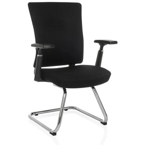 Svart Fjädrande stol CAPTIVO PRO V med tygbeklädnad, armstöd och kromad medgeunderrede från hjh OFFICE