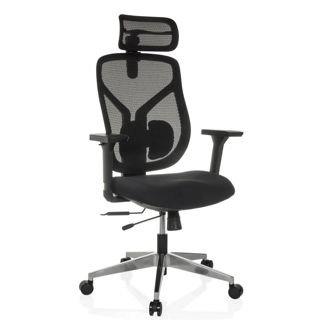 Hög kontorsstol CASSILIS B med svart nätöverdrag och nackstöd från hjh OFFICE