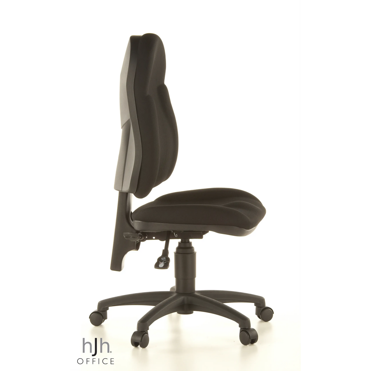 Svart Home Office kontorsstol WELLPOINT 10 med stjärnfot och fem hjul från Topstar – 360-gradersvy (sidoprofil 80°)