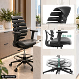 Svart ERGO LINE II WORK bardiskstol i konstläder med fotring och justerbara armstöd från hjh OFFICE