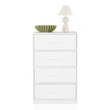 Vit byrå ESTORIA med fyra lådor, dekorerad med en skål och en bordslampa från hjh LIVING