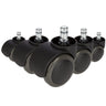 Fünf schwarze Stuhlrollen 5x ROLO No-Noise 11mm/50mm für Hartböden mit metallischen Bolzen von hjh OFFICE