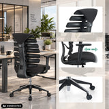 Svart professionell kontorsstol ERGO LINE II med justerbara armstöd och hjul från hjh OFFICE